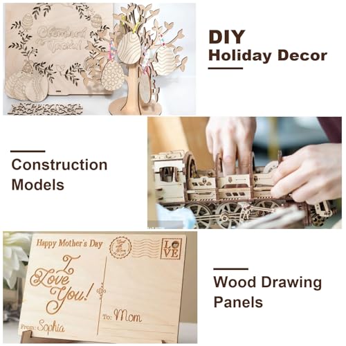 WOPPLXY 12 Pcs 8 x 4 Inch Walnut Plywood, 1/5" Thick Walnut Wood Sheets, Walnut Unfinished Wood for Crafts, Laser Cutting & Engraving, Painting, Wood WOPPLXY