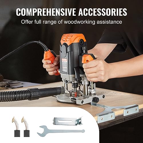 VEVOR Plunge Router, 3-1/4 HP, 120V, 12000-23000 RPM Variable Speed, Electronic Plunge Base Router, Plunge Woodworking Router Kit with Carry Case, VEVOR
