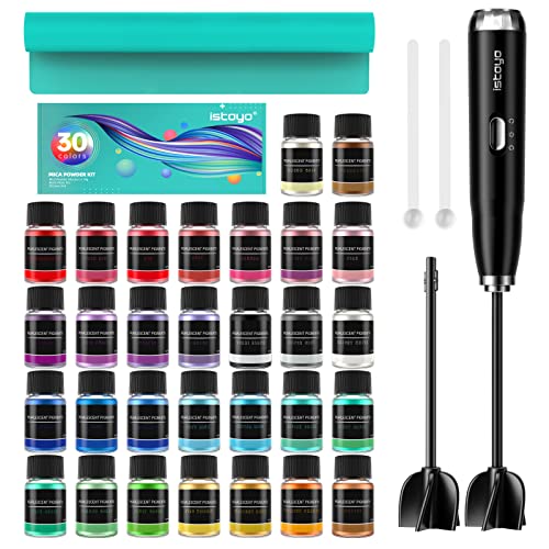 ISTOYO Mica Powder for Epoxy Resin, 30 Color Cosmetic Grade Mica Powder, Pigment Powder, Resin Supplies for Lip Gloss, Resin Molds, Soap Making ISTOYO