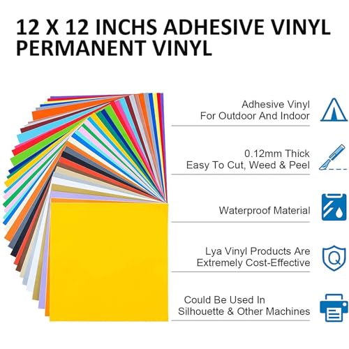 Lya Vinyl Permanent Vinyl - 40Pack (20 Glossy & 20 Matte) Outdoor Permanent Vinyl Sheets Bundle - Self Adhesive Vinyl for Party Decoration, Sticker, Lya Vinyl