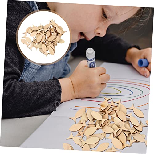 NOLITOY 100 Pcs Wooden Solid Fish Wooden Fish Cutouts Unfinished Wooden Chips Fish Unfinished Wood Decked Pendants Ocean Decor DIY Graffiti Wooden NOLITOY