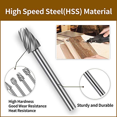 20Pc HSS Router Carbide Engraving Bits and Router Bit Set with 1/8"(3mm) Shank for Power Rotary Tools Accessories for DIY Woodworking, Carving, YURINWOO