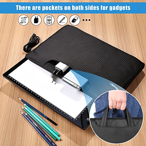 Case for A4 Light Box, IMAGE Waterproof 14 Inch Light Box Travel Storage Case Pouch Cover with Pockets Protective Light Pad Case for A4 Tracing Light IMAGE