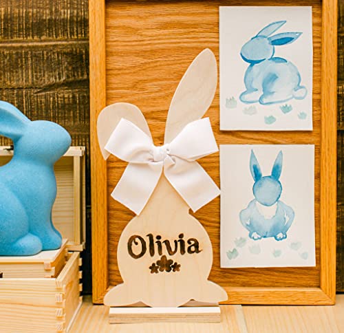 Large Wood Bunny Cutout 16-inch x 7-3/4-inch, Pack of 3 Unfinished Wood Cutout to Paint for Easter Crafts Spring Decorations, Year-Round Crafts, and Woodpeckers