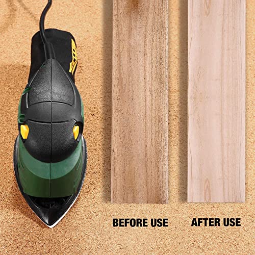 TECCPO Detail Sander, 14,000 OPM Compact Electric Sander with 12Pcs Sandpapers, Efficient Dust Collection System, Multi-Function 1.1Amp Hand Sander TECCPO