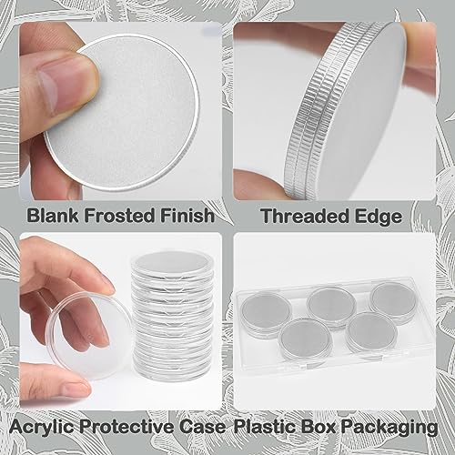 SINBRLAI 10 Pcs Blank Challenge Coin, Engraving Blanks Coins, Zinc Alloy Silver Plated 40mm Diameter with Acrylic Protection Box for DIY Crafts SINBRLAI