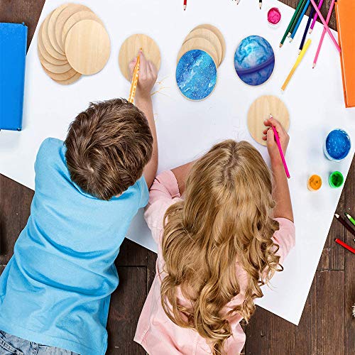 WLIANG 25 Pcs 4 Inch Unfinished Round Disc Cutouts, 1/9 Inch Blank Round Wood Circles for DIY Crafts, Painting, Staining, Coasters Making, Home WLIANG