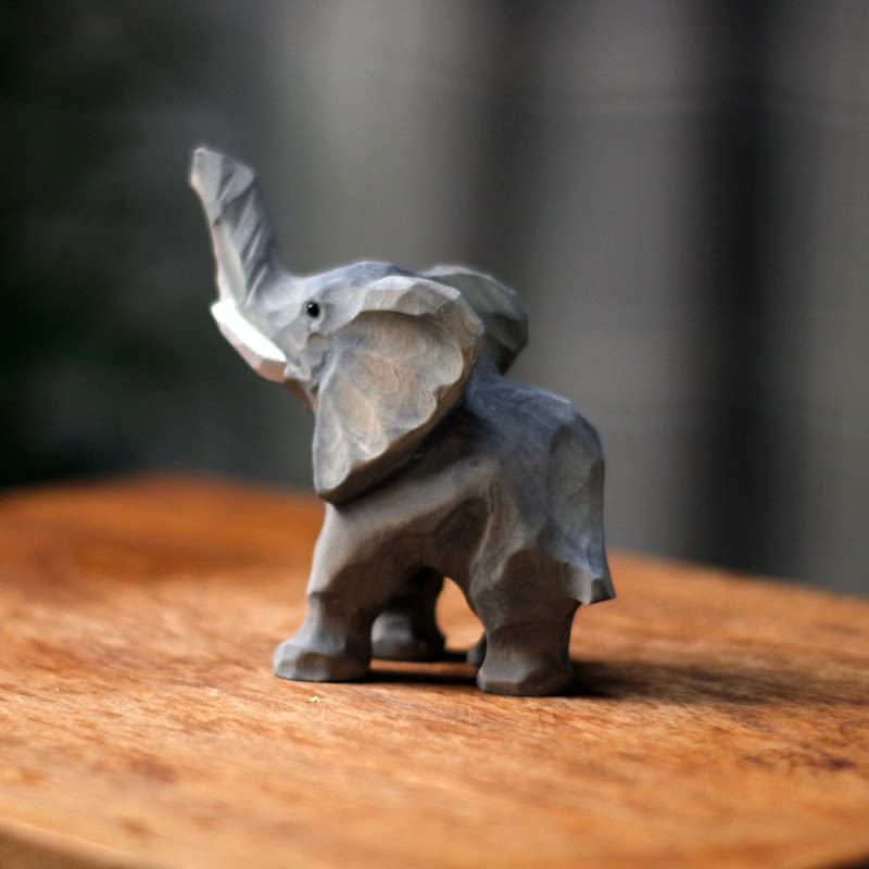 Hand Carved Elephant Ornament Hand-Painted Wooden Elephant Hand Carved Wooden Elephant Figurines Statue Gifts for Men Women Kids zhqinger