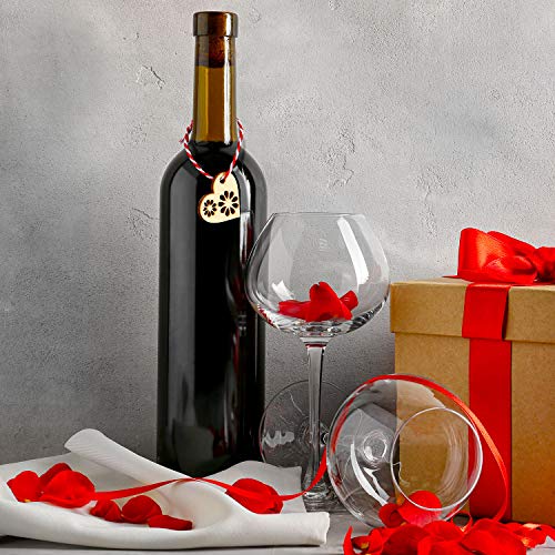 45 Pieces Wooden Ornaments Heart Wood Embellishments Crafts Set Hollow Design with Storage Tray, Mini Laser Cut Heart Shape for Valentine's Day and WILLBOND