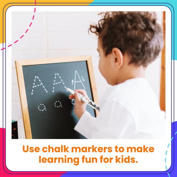 Chalkola 6 White Liquid Chalk Markers - White Dry Erase Liquid Chalk Pens for Chalkboard Signs, Blackboard, Car Window, Glass, Bistro | Variety pack Chalkola