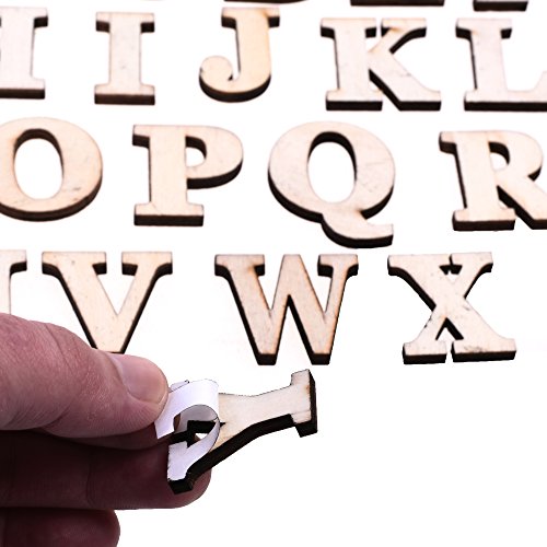 CM 104 PCS Wooden Alphabet Letters Unfinished Wood Sticker for DIY Craft, 26 Letters from A to Z, 4 Sets CM