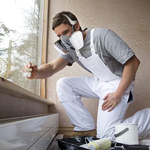 Respirator Mask,Half Facepiece Gas Mask with Safety Glasses Reusable Professional Breathing Protection Against Dust,Chemicals,Pesticide and Organic BAOMAO