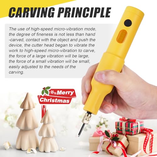 YUCHENGTECH Electric Wood Chisel Carving Tool Electric Woodworking Carving Chisel Tools Electric Wood Carving Chisel with 10 Carving Blades YUCHENGTECH