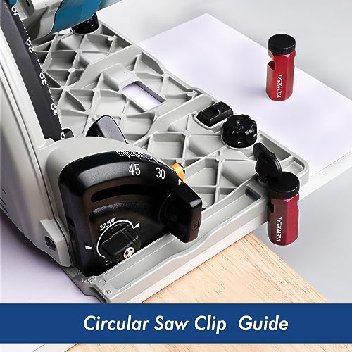 Red Extra Tall Stair Gauges Set with Holder: A Non-Slip Guide for Circular Saw & Carpentry Squares, Perfect for Framing & Rafter Layout ViewReal