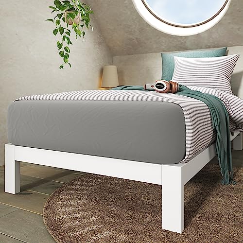 ZINUS Arnav Twin Metal Platform Bed Frame with Wood Slat Support, No Box Spring Required, Easy Assembly, White Zinus