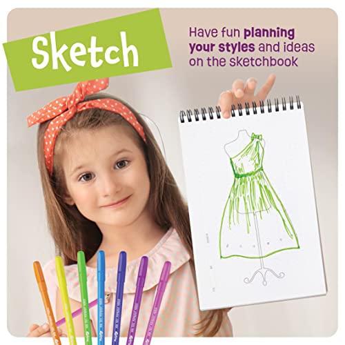 Fashion Design Studio - Sewing Kit for Kids - Designer Dress Girls Arts Crafts Kits Ages 6, 7, 8, 9, 10, 11, 12 Age - Learn to Sketch, Sew, Style - Pretty Me