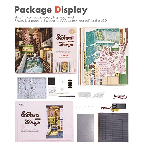 Rolife DIY Book Nook Kit 3D Wooden Puzzle, Bookshelf Insert Decor with LED DIY Bookend Diorama Miniature Kit Crafts Hobbies Gifts for Adults/Teens Rolife