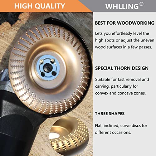 4PCS Wood Carving Disc Set for 4" or 4 1/2" Angle Grinder with 5/8" Arbor, Grinding Wheel Shaping Disc for Wood Cutting, Wood Shaping Carving Disc, WHLLING