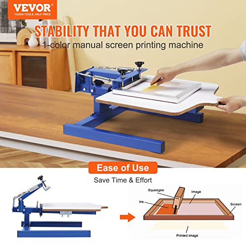VEVOR Screen Printer 1 Color 1 Station Silk Screen Printing Kit 55x45cm T-Shirt Screen Printing Machine Screenprint Press (1 Color 1 Station) VEVOR