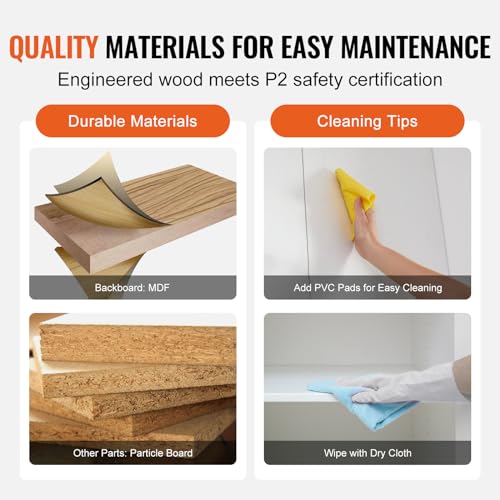 VEVOR Food Storage Cabinet, Freestanding Pantry with 2 Adjustable Shelves Engineered Wood Utility for Kitchen, Laundry, Dining Room, White VEVOR