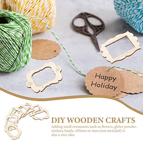 COHEALI 20pcs Undyed Wood Photo Frame Pendants Unfinished Wooden Cutout Shapes Pieces Necklace Earrings Charms Ornament for Jewelry Making DIY Craft COHEALI