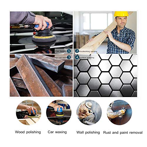 Professional Air Random Orbital Sander, Heavy Duty Dual Action Pneumatic Palm Sander (5 inch, Blue) HUAXIU