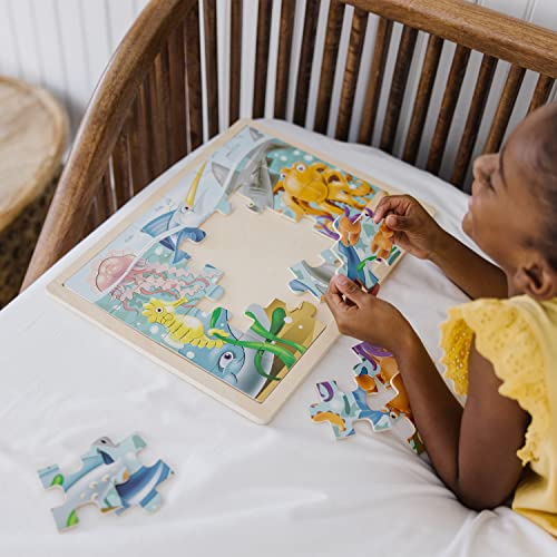 Melissa & Doug Under the Sea Ocean Animals Wooden Jigsaw Puzzle With Storage Tray (24 pcs) Melissa & Doug