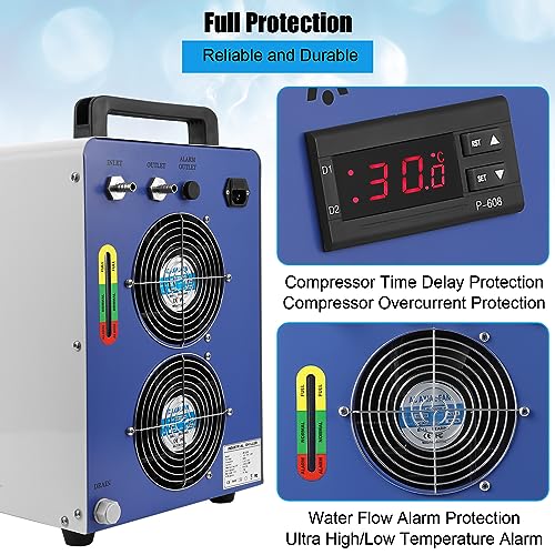 6L Industrial Water Chiller CW-5200, 0.9HP 2.6gpm Water Cooling System for 50W-150W, CO2 Laser Engraving & Cutting Machines, Cools 5200 BTU/Hour CuisinAid
