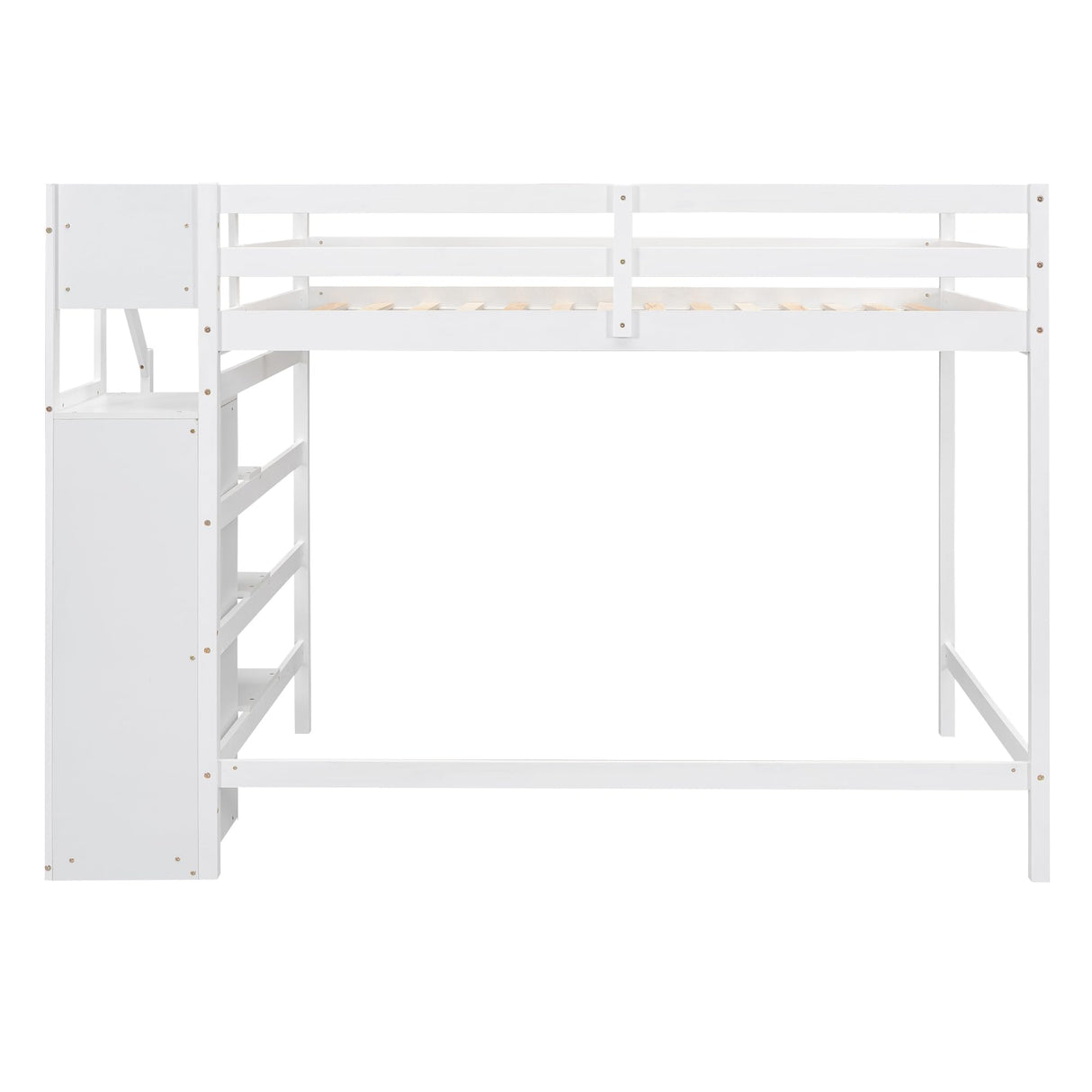 Harper & Bright Designs Full Size White Loft Bed with Stairs and Storage Wardrobe for Kids, Teens, and Adults Harper & Bright Designs