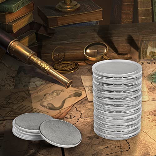 SINBRLAI 10 Pcs Blank Challenge Coin, Engraving Blanks Coins, Zinc Alloy Silver Plated 40mm Diameter with Acrylic Protection Box for DIY Crafts SINBRLAI