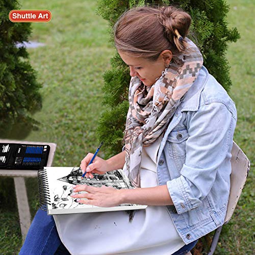 Shuttle Art 9”x12” Sketch Pad, 260 Sheets (68lb/100gsm) Drawing Pad, Pack of 2, 130 Sheets Each, Spiral Bound Sketch Book, Durable Acid-Free Drawing Shuttle Art
