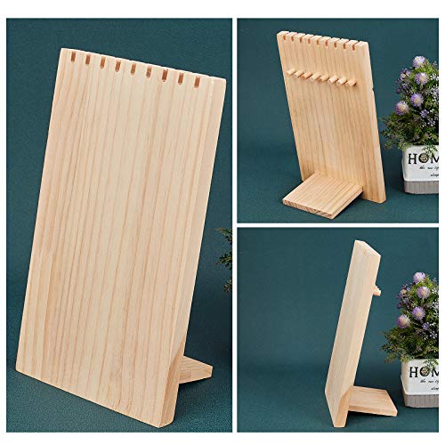 AHANDMAKER Wood Necklace Holder, 9.6 Inch Wooden Plank Necklace Jewelry Display Stand, Detachable Wooden Jewelry Organizer Stand, Necklace Display AHANDMAKER
