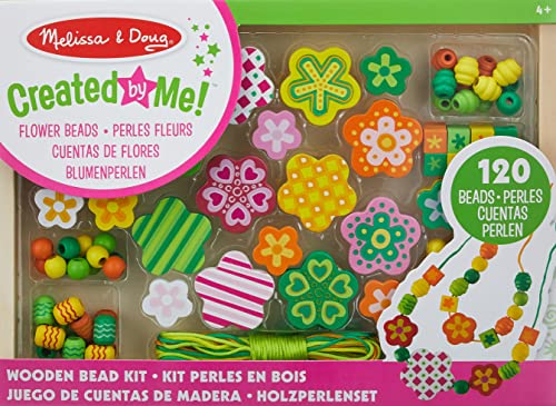 Melissa & Doug Flower Power Craft Bead Set Wooden Beads for Jewellery Making Kit Arts and Crafts for Kids Age 5 Friendship Bracelet Making Kit for Melissa & Doug