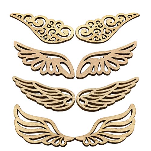 UUYYEO 80 Pcs Angel Wings Wood Slices Wooden Cutouts Unfinished Wood DIY Craft Accessories UUYYEO
