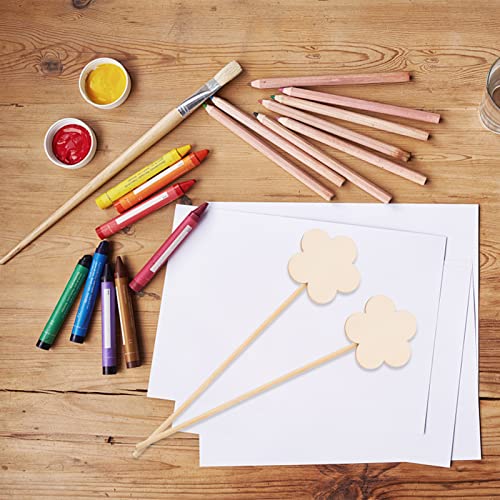 Toyvian 8pcs Girl Fairy Wands Stickers Unfinished Princess Wand Kit Homemade DIY Wood Flower Wand DIY Wooden Star Wands Unfinished Wood Crafts for Toyvian