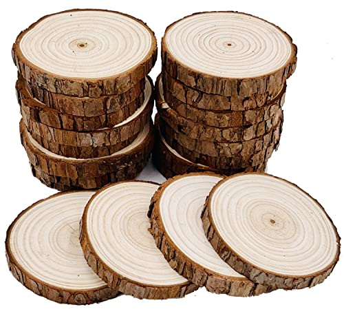 William Craft Unfinished Natural Wood Slices 20 Pcs 2.75-3.1 inch Wood Coaster Pieces Craft Wood kit Circles Crafts Christmas Ornaments DIY Crafts William Craft