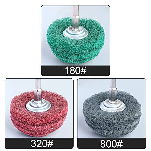 Hiqalty 6PCS Non Woven Abrasive Buffing Polishing Wheel Drill Attachment Set,Scouring Pads Power Scrubber Cleaning Kit, Power-Operated Abrasive Hiqalty
