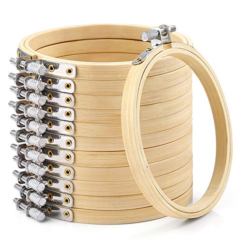 Caydo 12 Pieces 4 Inch Round Embroidery Hoop Bulk Wholesale Bamboo Circle Cross Stitch Hoop Ring Caydo