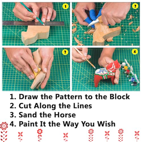 BeaverCraft, Whittling Kit for Adults and Teens - Wood Carving Kit DIY 02 Dala Horse - Wood Carving Tools Craft Supplies for Adults Whittle Knife BeaverCraft