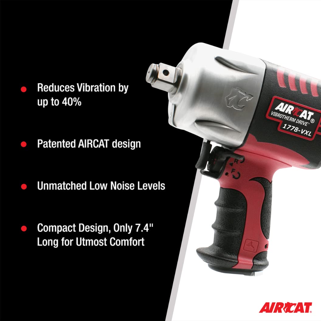 AIRCAT Pneumatic Tools 1778-VXL 3/4-Inch Vibrotherm Drive Composite Impact Wrench : Ergonomic Impact Wrench : Compact & Low Weight Pneumatic Power AIRCAT