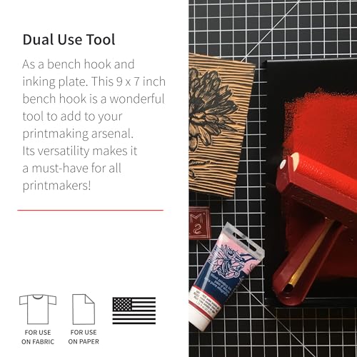 Speedball Bench Hook and Inking Plate for Block Printing Carving, 9"x12", Made in USA Speedball