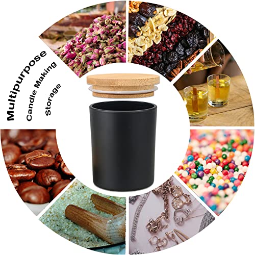 MILIVIXAY 12 Pack 7 OZ Black Matte Glass Candle Jars with Lids and Candle Making Kits - Bulk Empty Candle Jars for Making Candles - Spice, Powder MILIVIXAY