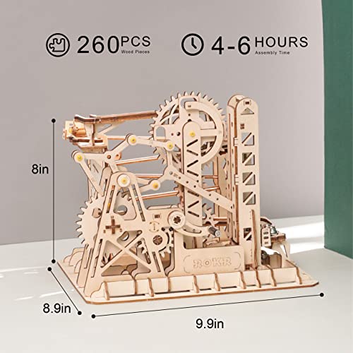 ROKR Marble Run 3D Wooden Puzzles Model Building Kits for Adults - Educational Project Brain Teaser, DIY Crafts for Adults & Kids (Ladder) ROKR