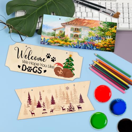 15 Pieces Unfinished Hanging Wood Sign Rectangle Blank Hanging Decorative Wood Plaque Wooden Slices Banners with Ropes for Pyrography Painting BAPHILE