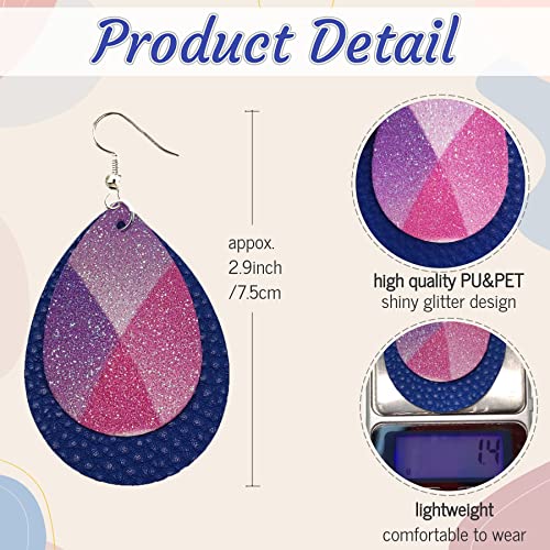 SHUANGART 194 Pcs Sublimation Blank Superfine Glitter Faux Leather Earrings Kit, Blank Vivid Shiny Solid Colors Earrings with Sublimation Paper for WoodArtSupply