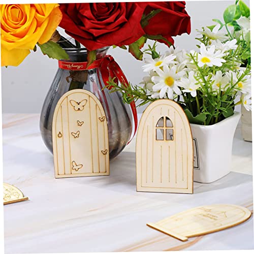 Yardwe 240 Pcs Mini Door Blank Fairy Door Garden Ornaments DIY Kits Unfinished Fairy Door House Windows Fairy Tale Door Mini Chips Unpainted Fairy Yardwe