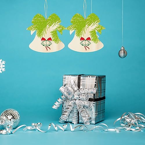 EXCEART 10Pcs Bell Shape Wood Cutouts Unfinished Christmas Wooden Ornaments Xmas Tree Hanging Embellishments Crafts for DIY Arts Crafts Holiday Party EXCEART