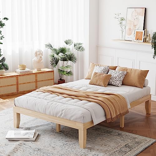 Giantex 14-Inch Solid Rubberwood Full Bed Frame - Minimalist, Durable Design with Easy Assembly Giantex