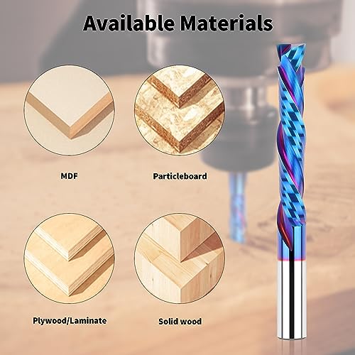 EANOSIC Compression Spiral Router Bit 1/2 Inch Shank, Extra Long 5 Inch Overall Length, 3 Inch Cutting Length, UP&Down CNC Router Bits for EANOSIC