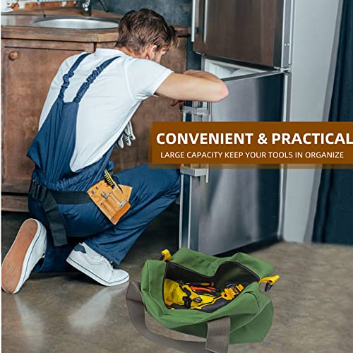 BLIRITEL 12 Inch Wide Mouth Tool Bag, Heavy Duty Canvas Tool Storage Bag, Large Capacity Handbag, Multi-function Tool Organizer Tote Bag for Storage BLIRITEL